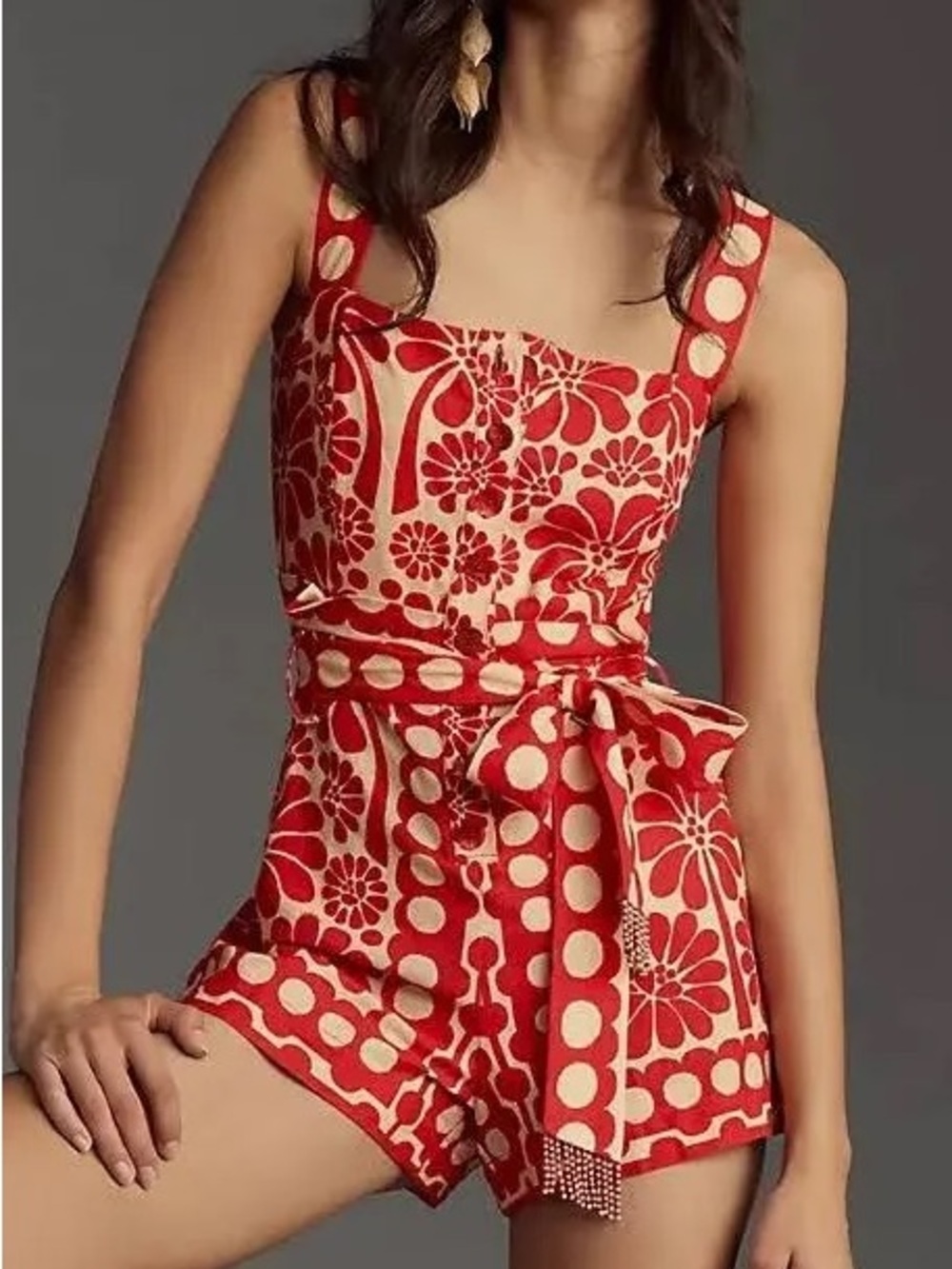 Palermo Belted Linen-Blend Romper